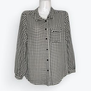 Who What Wear Women’s Houndstooth Button Down Blouse/Top